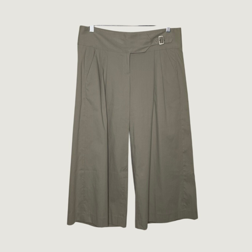 ISDA & CO Culotte Pants Womens 8 Tan Khaki Cotton Wide Leg Buckle Detail